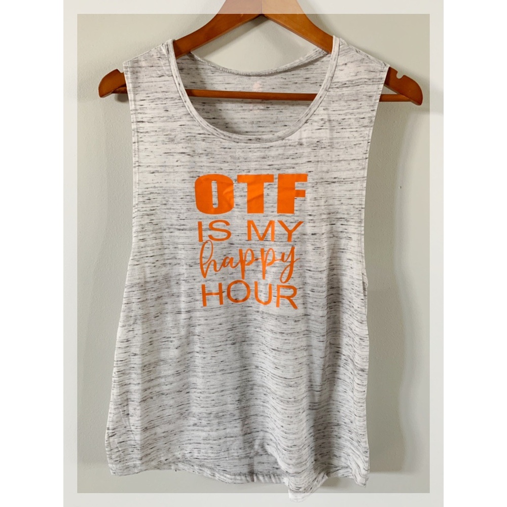 OTF Is My Happy Hour Gray Tank Orangetheory